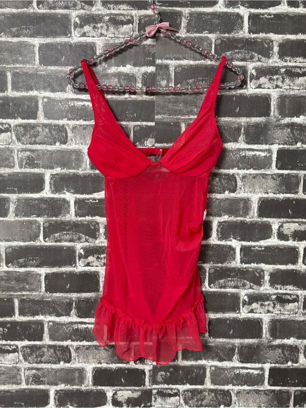 Victoria’s Secret lingerie slip red lace mesh